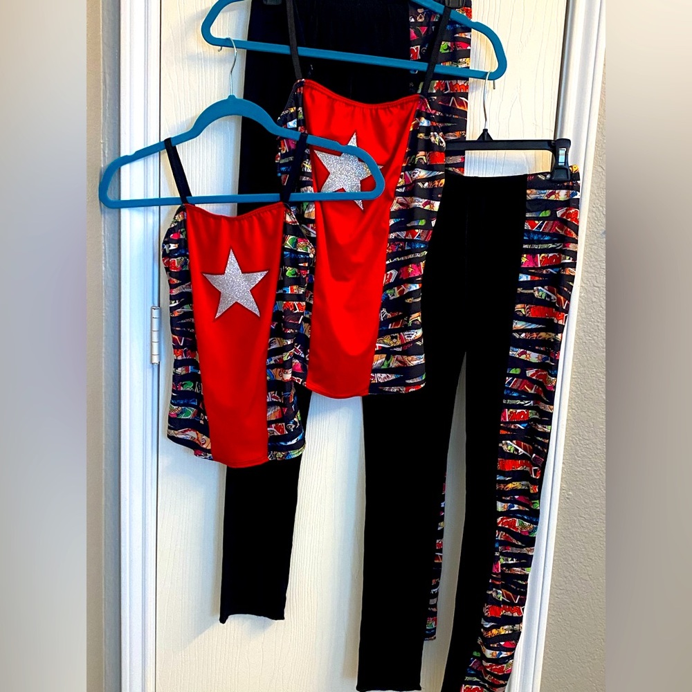 2 pow superhero jazz pants suit costume two piece